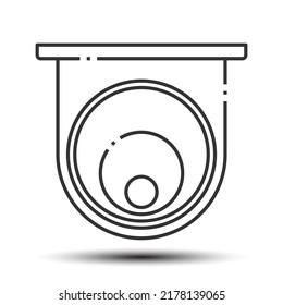 Icono de esquema cctv simple, seguridad y concepto de seguimiento, 128x128 píxeles perfecto en el fondo blanco