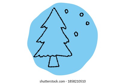Simple cedar pollen image icon, pencil writing style