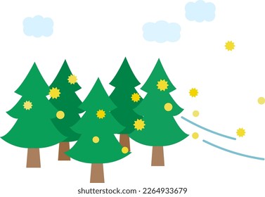 Material de ilustración simple del polen de cedro
