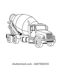Simple Cement Mixer Truck outline Logo Design.	
