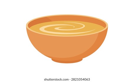 Simple ceramic bowl filled with creamy orange soup or sauce featuring a gentle swirl pattern, isolated on a white background.