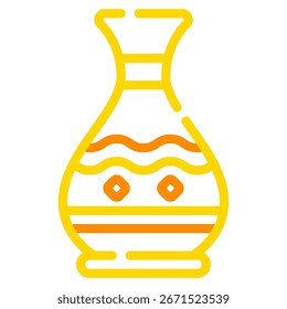 Icono de cerámica simple con forma redondeada y líneas geométricas.