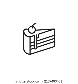 simple cerry cake line icon