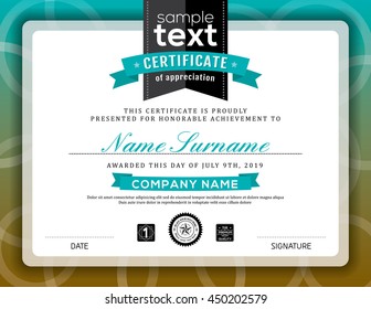 Simple certificate of appreciation border background frame design template