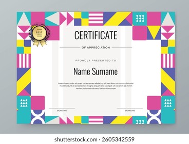Simple Certificate of Appreciation with Modern Geometric Design Element Shape