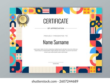 Simple Certificate of Appreciation with Modern Geometric Design Element Shape