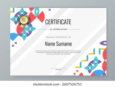 Simple Certificate of Appreciation with Modern Geometric Design Element Shape