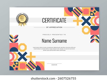 Simple Certificate of Appreciation with Modern Geometric Design Element Shape