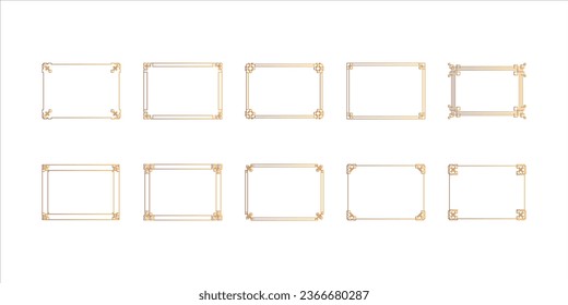 Vector de línea de borde de marco dorado de certificado simple