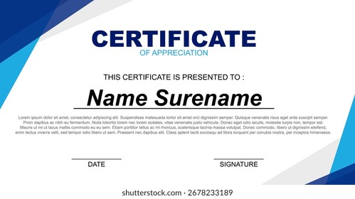 Diseño de certificado simple con diseño minimalista clásico