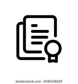 Icono de línea de certificado simple aislado sobre un fondo blanco