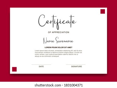 Simple certificate template design. Diploma of modern design or gift certificate. 