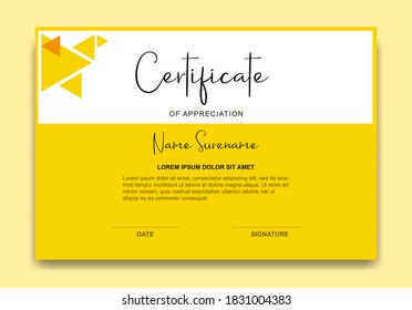 Simple certificate template design. Diploma of modern design or gift certificate. 