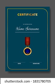 Simple certificate template design. Diploma of modern design or gift certificate. 