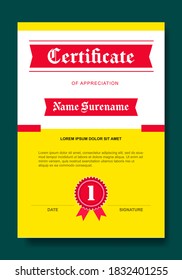 Simple certificate template design. Diploma of modern design or gift certificate. 