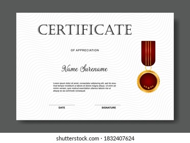 Simple certificate template design. Diploma of modern design or gift certificate. 