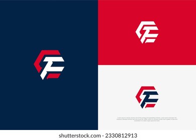 Simple CF FC letter initial logo design. Letter CF FC in a polygonal shape.