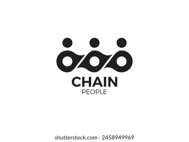 simple chain bike with people logo design vector