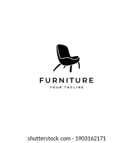 Simple chair furniture logo vector template on white background