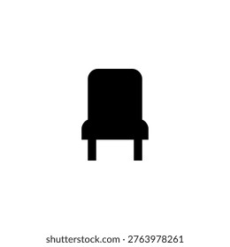 Simple chair icon design for modern interfaces, representing seating arrangements, furniture, or home decor in a clean, bold style.