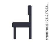 Simple chair icon from side view vector silhouette isolated on white square background. Simple flat outlined icon with minimalist style.