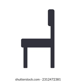 Simple chair icon from side view vector silhouette isolated on white square background. Simple flat outlined icon with minimalist style.