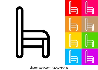 Simple Chair. Line Icon With Different Color Background.