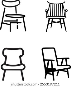 Simple Chair Silhouette Vector Bundle