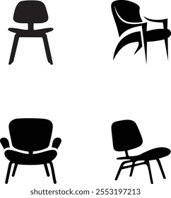 Simple Chair Silhouette Vector Bundle