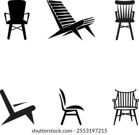 Simple Chair Silhouette Vector Bundle