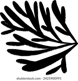 Simple Chalk Grunge Branch with Oval Leaves