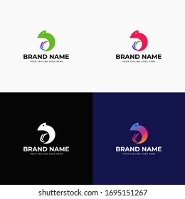 Simple Chameleon logo design. Lizard animal, Exotic animal, Chameleon logo template. Creative chameleon logo icon design. Colorful chameleon logo design vector illustration.