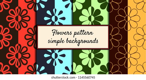 simple chamomile flower pattern background vector set