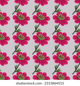 Simple chamomile flower seamless pattern. Decorative naive botanical wallpaper. Cute stylized flowers background. For fabric design, textile print, wrapping paper, cover. Vector illustration