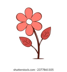 Simple Chamomile flower.Groovy retro cartoon lovely heart sticker, patch. Valentines Day. For poster, card, print. Trendy retro 60s 70s style. Red, pink colors. Vector illustration