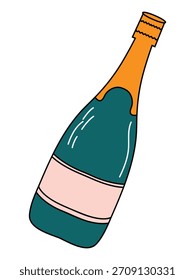 Simple Champagne Bottle Icon Illustration.