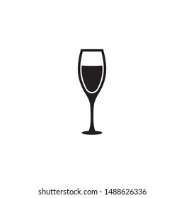 Simple champagne glass flat icon design vector