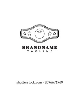 simple championship belt cartoon logo icon design template black modern isolated vector illustration