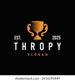 simple championship design with trophy logo victory cup concept vintage simple minimalist modern elegant symbol illustration victory template and brand