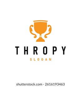 simple championship design with trophy logo victory cup concept vintage simple minimalist modern elegant symbol illustration victory template and brand