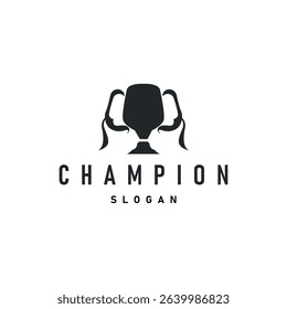 simple championship design with trophy logo victory cup concept vintage simple minimalist modern elegant symbol illustration victory template and brand