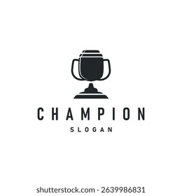 simple championship design with trophy logo victory cup concept vintage simple minimalist modern elegant symbol illustration victory template and brand