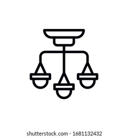 Simple chandelier line icon. Stroke pictogram. Vector illustration isolated on a white background. Premium quality symbol. Vector sign for mobile app and web sites.