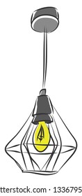 Simple chandelier vector illustration on white background.