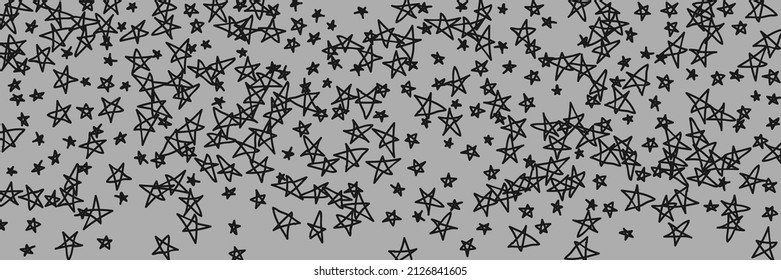 Sencillas Estrellas Retro Nocturnas De Color Oscuro. Stars Sky Graphic Art Naive Black Gray Stars Wallpaper. Niños Niños Monocromos Brillantes Y Brillantes Estrellas Una Imagen Nigeriana Dibujada A Mano.