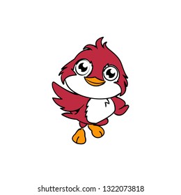 Simple Character Bird Vector Flat Design