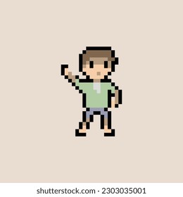 simple character illustration pixel art style with colorful color good for your project and game asset.