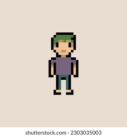 simple character illustration pixel art style with colorful color good for your project and game asset.