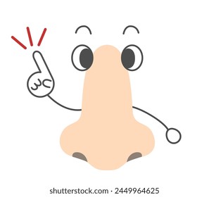 Simple character with nose posing with index finger raised