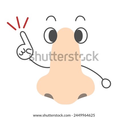 Simple character with nose posing with index finger raised